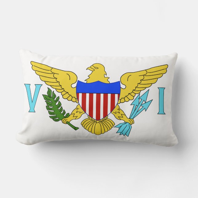 Almofada Lombar Bandeira dos E.U. Virgin Islands (Frente)