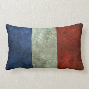 Almofada Lombar Bandeira francesa efeito de aço envelhecido