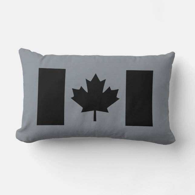 Almofada Lombar Bandeira na moda canadense em preto (Frente)