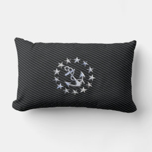 Almofada Lombar Bandeira Naval de Silver Yacht na grelha de carvã