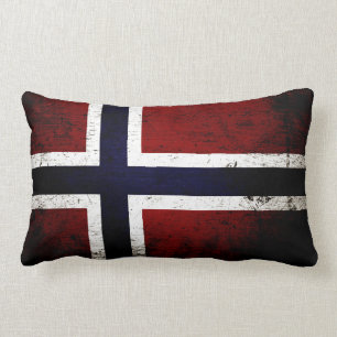 Almofada Lombar Bandeira preta de Noruega do Grunge