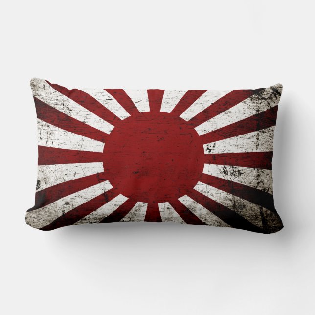 Almofada Lombar Bandeira preta de Sun de ascensão de Japão do (Frente)