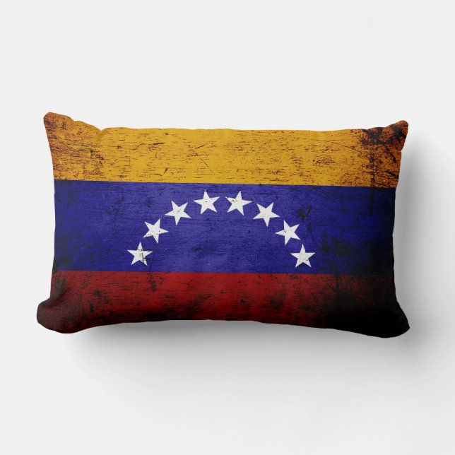 Almofada Lombar Bandeira preta de Venezuela do Grunge (Frente)