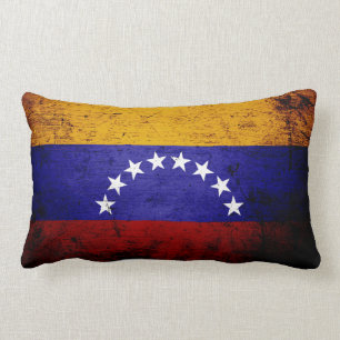 Almofada Lombar Bandeira preta de Venezuela do Grunge