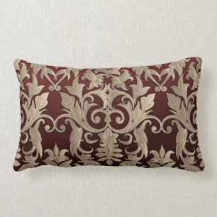 Almofada Lombar Barroco Damasco Brocade Cream Beige na Borgonha