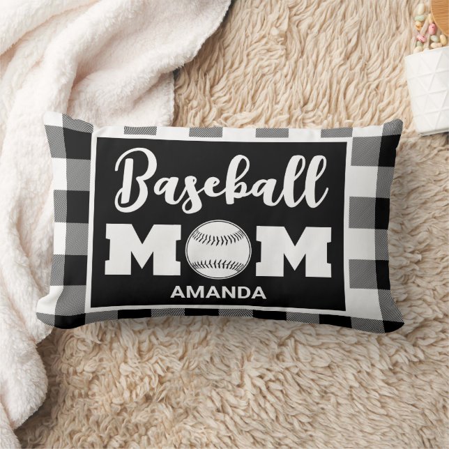 Almofada Lombar Baseball Personalizado Mãe Nome Xadrez Gingham Pre (Cobertor)