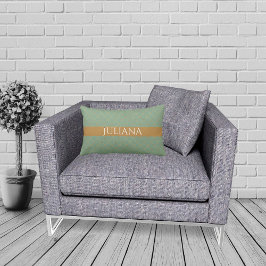 Almofada Lombar Basil Verde Dourado Quadri-fólio Personalizado 