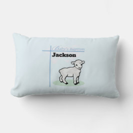 Almofada Lombar Batismo Blue Boy Lamb, Personalizável