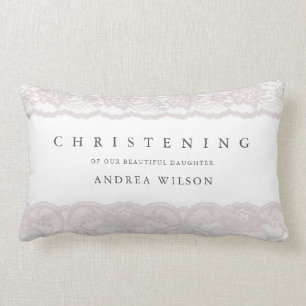 Almofada Lombar Batismo Elegante de Lace Rosa