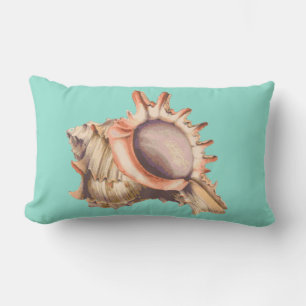 Almofada Lombar Beachy Conch Shell e Sea Glass Green