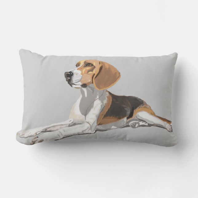 Almofada Lombar Beagle Branco e Preto Castanho (Frente)