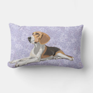 Almofada Lombar Beagle Branco e Preto com Fundo Floral Azul