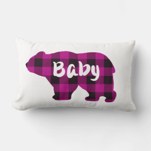 Almofada Lombar Bear Urso Rosa e xadrez Negra