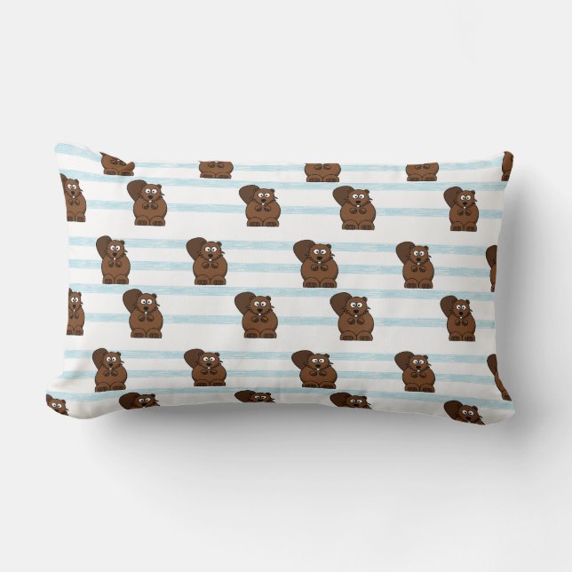 Almofada Lombar Beaver em faixas azuis (Frente)