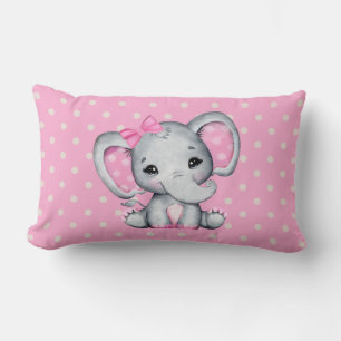 Almofada Lombar Bebê-Elefante Rosa-Gelado com Orelhas de Bolinhas
