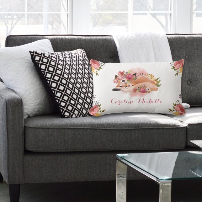 Almofada Lombar Bebê Fox Rosa Floral (Criador carregado)