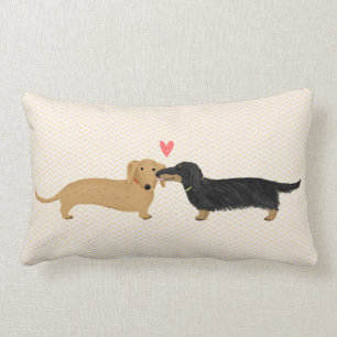 Almofada Lombar Beijo do Dachshund com os cães bonitos do Wiener