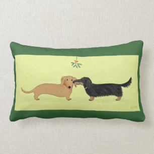 Almofada Lombar Beijo do visco do Dachshund - Natal do cão do