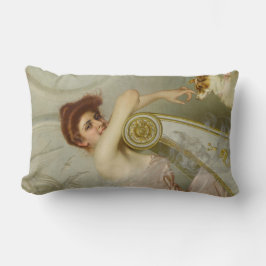 Almofada Lombar Bela Mulher Elegante Brincando Com Seu Cachorro Lo