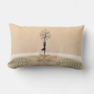 Almofada Lombar Bela Silhueta de Árvore de Menina, Zen