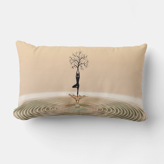 Almofada Lombar Bela Silhueta de Árvore de Menina, Zen (Frente)