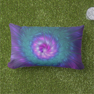 Almofada Lombar Beleza Floral Abstrata Arte Fractal Colorida Flor