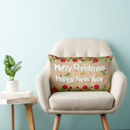 Almofada Lombar Belo Feliz Natal e Tipografia de Ano Novo