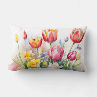Almofada Lombar Belo Tulipas Tulipas Travesseiro decorativo Flor S
