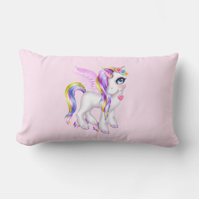 Almofada Lombar Belo Unicórnio com Rainbow Mane (Frente)