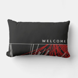 Almofada Lombar Bem-vindo | Abstrato Preto Vermelho e Branco