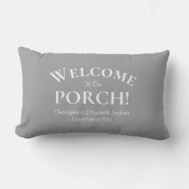 Almofada Lombar Bem-vindo ao Porch Custom Family Names Trendy Cinz