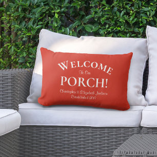Almofada Lombar Bem-vindo ao Porch Custom Family Trendy Vermelho