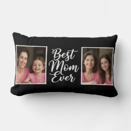 Almofada Lombar Best Mom Ever Black White Script 2 Photo Keepsake