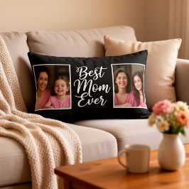 Almofada Lombar Best Mom Ever Then & Now Custom 2 Photo Keepsake 