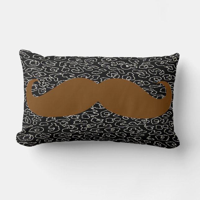 Almofada Lombar Bigode Engraçado em Pele de Leopardo (Frente)