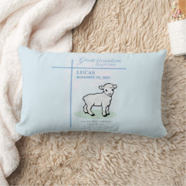 Almofada Lombar Bisneto Batismo Azul Cordeiro Personalizado