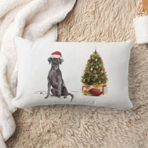 Almofada Lombar Black Lab Engraçado Cachorro de Natal e Árvore