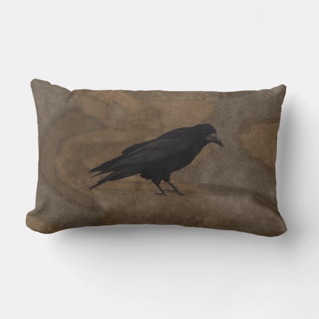 Almofada Lombar Black Rook British Corvid e Rustic Background (Frente)