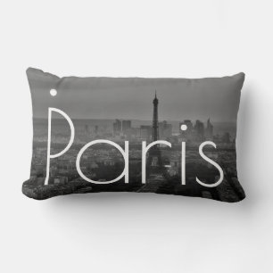 Almofada Lombar Black White Eiffel Tower Paris Viagem França