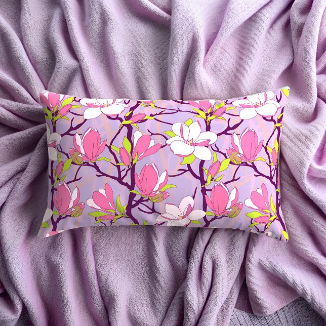 Almofada Lombar Blooming Magnolia Travesseiro lombar (Blooming Magnolia Lumbar Pillow)