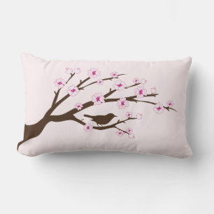 Almofada Lombar Blossomas de aves e cerejas