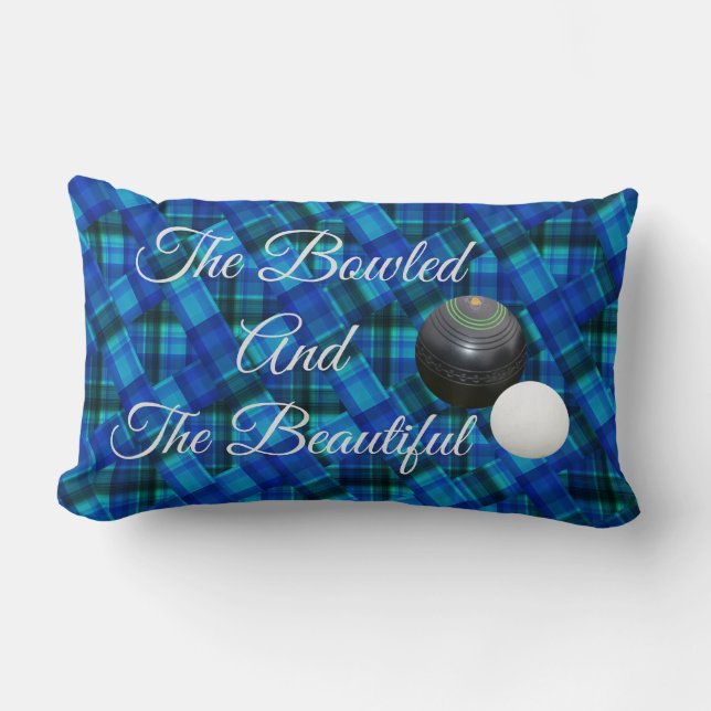 Almofada Lombar Blue Funny Lawn Bowls Tartan Design, (Frente)