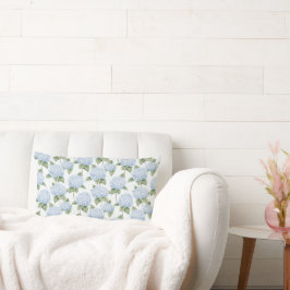 Almofada Lombar Blue Hydrangea Pattern Watercolor Floral Botanical