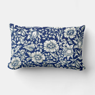 Almofada Lombar Blue Mallow, famoso padrão William Morris,
