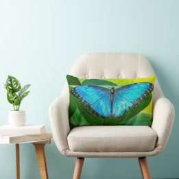 Almofada Lombar Blue Morpho Butterfly Arte Floral
