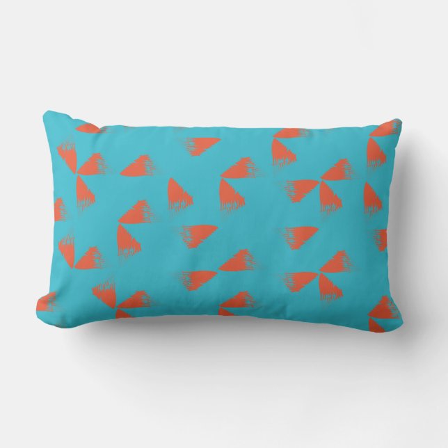 Almofada Lombar Blue, orange, vibrant, trendy geometric pattern (Frente)