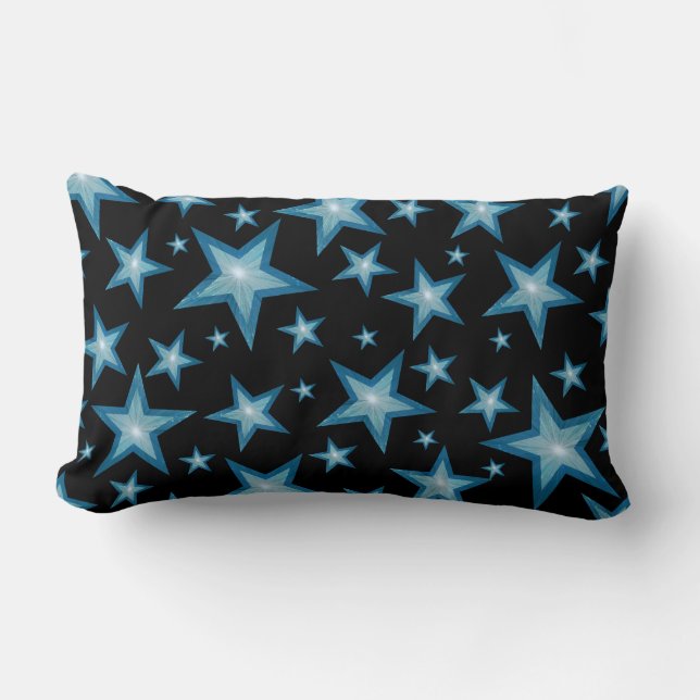 Almofada Lombar Blue Stars impresso travesseiro decorativo preto (Frente)