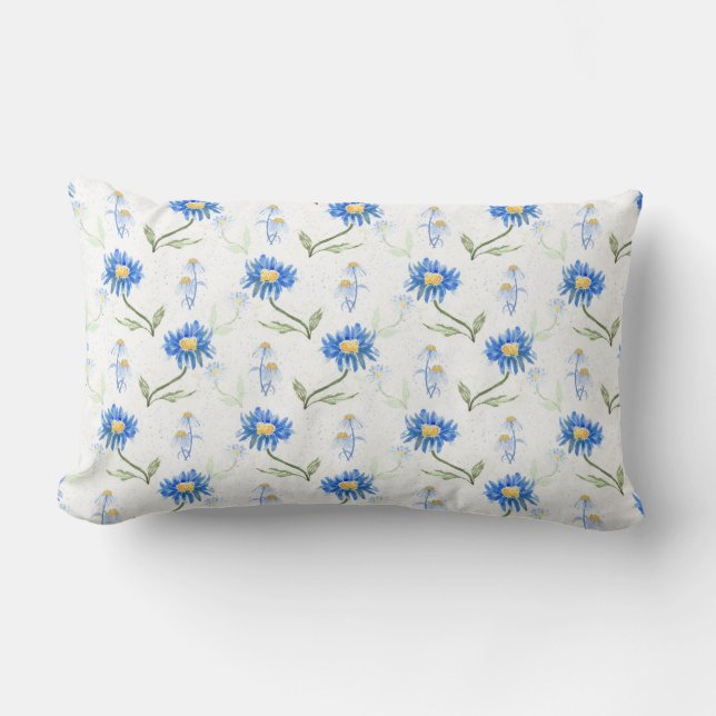 Almofada Lombar Blue Watercolor Flowers (Frente)