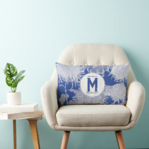 Blue White Vintage Chinoiserie Floral Monograma