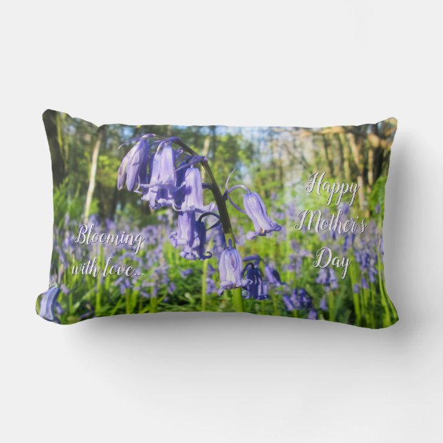 Almofada Lombar Bluebells florescentes - Dia de as mães personaliz (Frente)